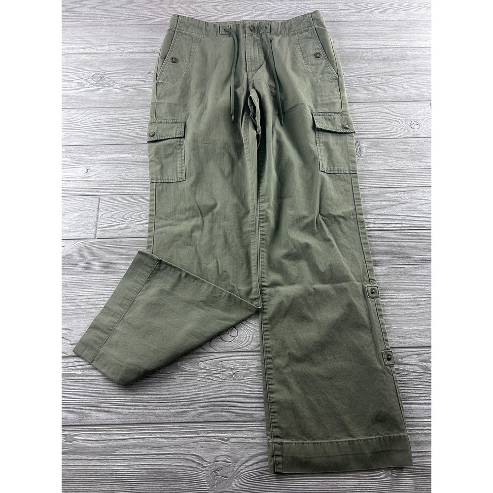 Eddie Bauer Mercer Fit Cargo Pants Womens 6 Olive Green Wide Leg Cotton Utility